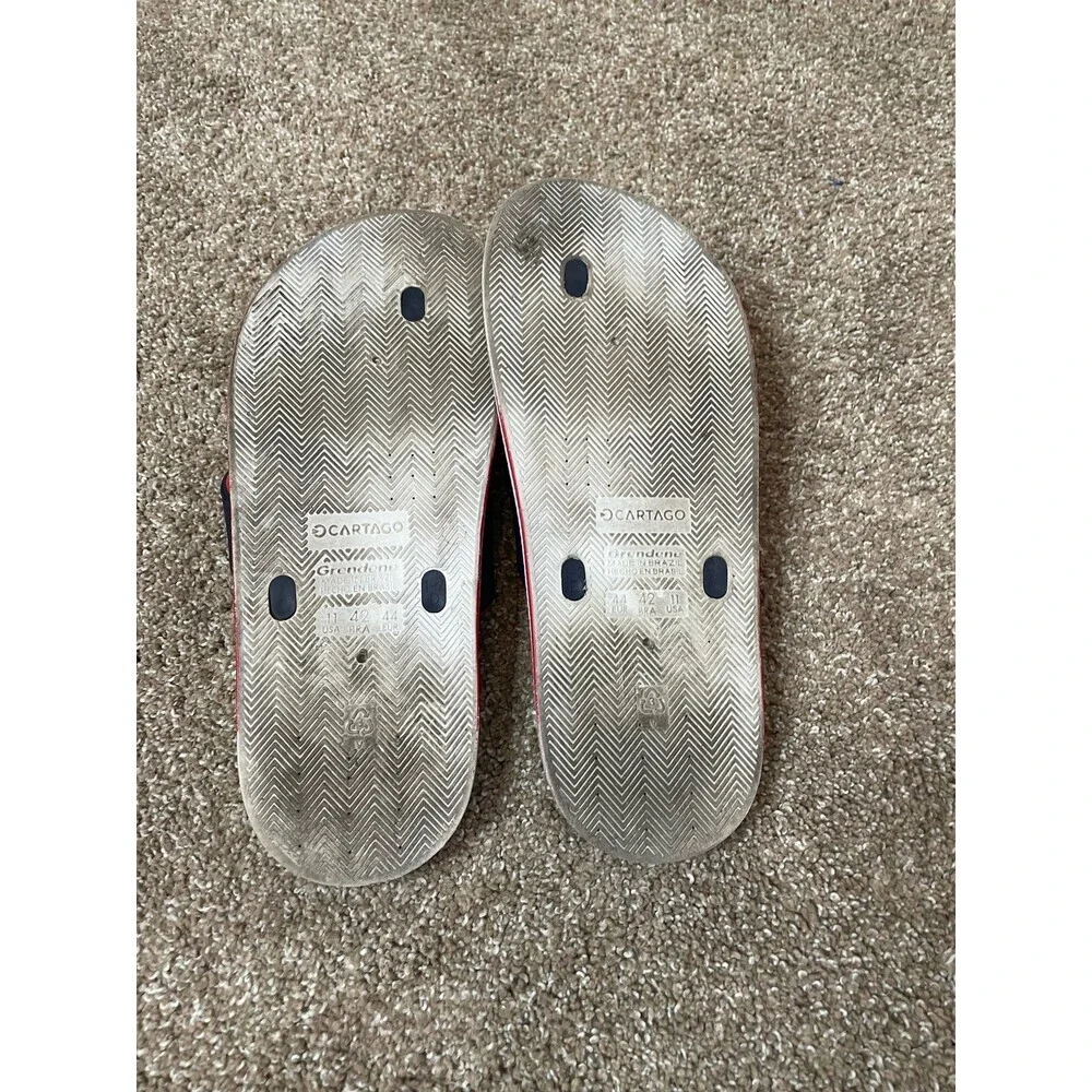 Men's flip flop sandals red/blue Cartago rubber SZ 11 comfort Summer